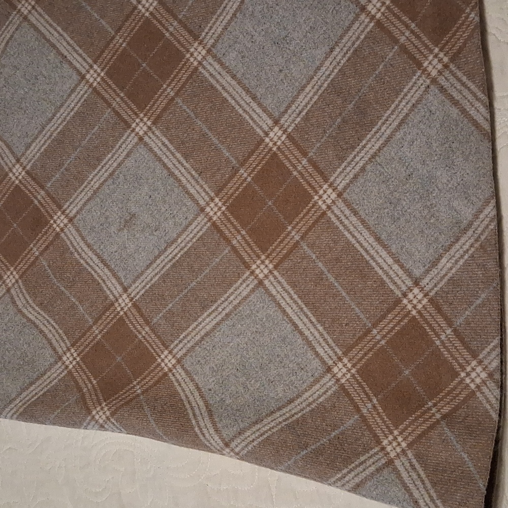 Wool Plaid A-Line Long Skirt in Brown and Gray - Picture 8 of 9
